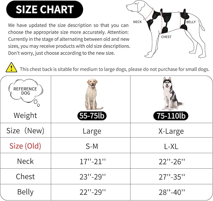 NOYAL Large Dog Lift Harness Rehabilitation Sling Lift Front-Only, Rear-Only or Full-Body for Old, Pet Support Disabled, Joint Injuries, Arthritis, Loss of Stability Dogs