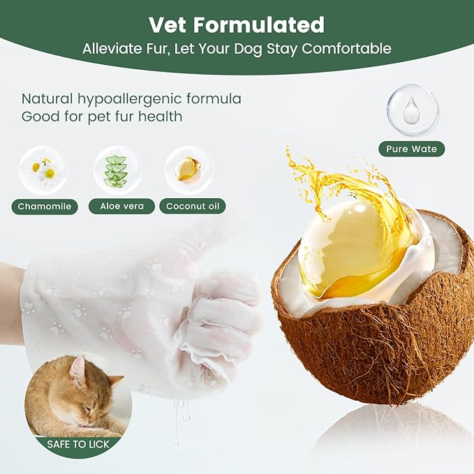 Gardner Pet Extra Thick Pet Glove Wipes for Dogs and Cats, Dog Wipes Cleaning Deodorizing Bath Wipes, Dog Wipes for Paws and Butt, Grooming Cat Wipes, Puppy Wipes, Unscented 24 PCS
