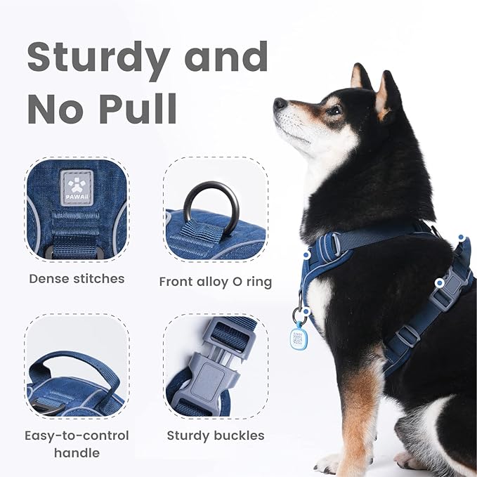Pawaii Dog Harness for Small Dogs, Dog Harness with Pet ID Tag, No Choke Dog Harness, Adjustable Soft Padded Pet Vest with Easy Control Handle