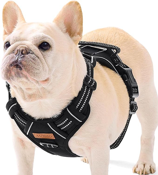 Dog Harness for Small Dog Breeds, Non Pulling Escape Proof Black Reflective Puppy Vest Harness, No Choke, Adjustable and Soft Padded Pet Vest for Easy Walking and Training, for Small Sized Dogs