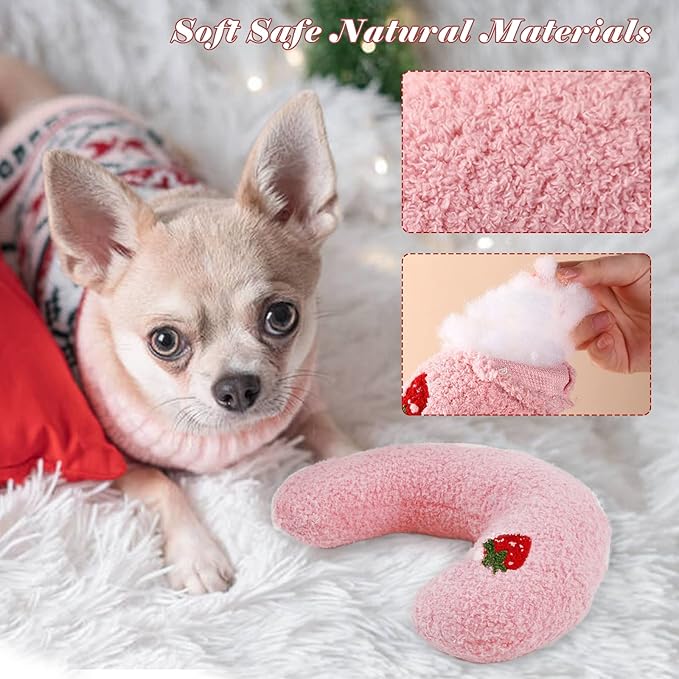 T'CHAQUE Dog Pillow Bed, Cat Calming Pillow, Dog Neck Pillow for Joint Relief Sleeping, Ultra Soft Half Donut Cuddler, Pillow Pet for Upper Spine Support, Doggy/Kitten Pillow Training Toy