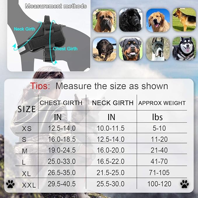 Bolux Dog Harness, No-Pull Reflective Dog Vest, Breathable Adjustable Pet Harness with Handle for Outdoor Walking - No More Pulling, Tugging or Choking (Black, XXL)