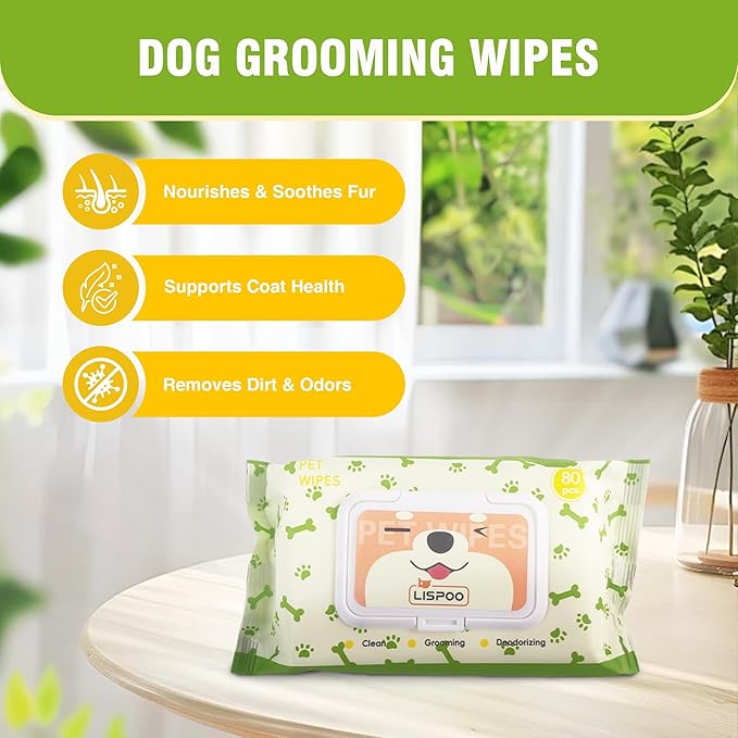 Petux Pet Wipes for Dogs and Cats, Unscented Dog Wipes Cleaning Deodorizing with Aloe Vera & Vitamin E, Soft Skin-Friendly Cat Wipes for Paws, Body, Bum, Fur and Face, 320 Count