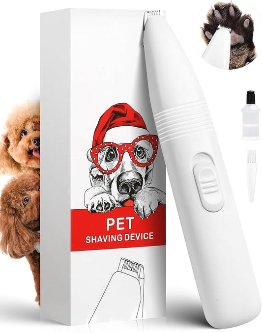 Dog Grooming Clippers, Dog Paw Trimmer with Detachable Ceramic Blade for Trimming Small Areas of Pet's Hair, Low Noise Paw Grooming Shaver for Cat's Eyes Face Ears Paws (White)