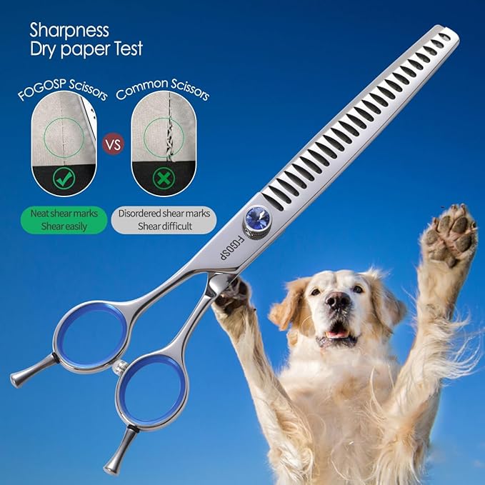 Chunkers Dog Grooming Scissors Left Handed 7.5'' Professional Thinning Shears for Dogs Pet Grooming Scissors Chunkers Shears Dog Grooming Japan 440C 70% Thinning Rate 24 Teeth(7.5'' Chunkers)