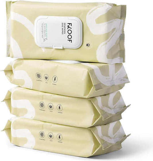 Floof Hypoallergenic Dog Wipes – Natural Aloe Grooming Wipes for Paws Face Ears Eyes & Bum – Vet-Formulated Extra Thick Safe for Puppies & Adult Dogs – 288 Count