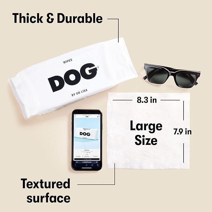 DOG by Dr. Lisa - Dog Wipes - Plant-Based, Natural Bathing Wipes for Dogs - Made from 100% Compostable Bamboo - Vet-Created - Vegan, Non-Toxic - 960 Count