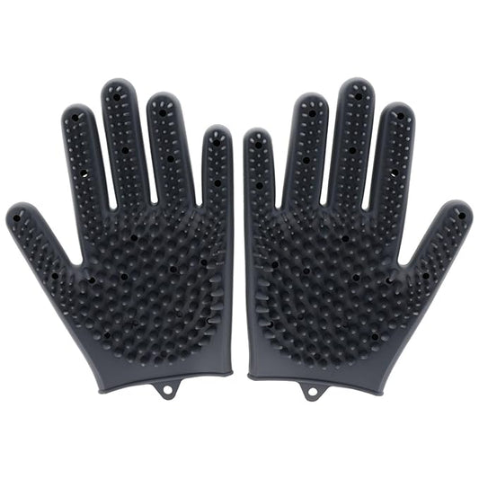 2pcs Pet Grooming Gloves for Cats, Dogs, Rabbits, Horses – Silicone Hair Remover, Shedding Bath Brush, Massage Mitts