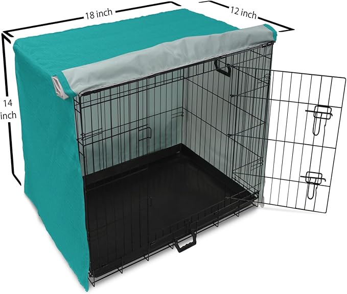 Lunarable Abstract Dog Crate Cover, Classic Monochrome Design Meander Greek Motif Repetition Illustration, Easy to Use Pet Kennel Cover for Small Dogs Puppies Kittens, 18 Inch, Teal and Dark Turquoise