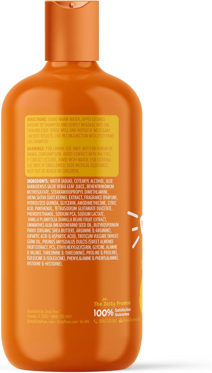 Dog Conditioner with Oatmeal, Aloe Vera & Shea Butter - Natural Grooming Pet Wash for Skin & Coat - Anti Itch Formula - Vanilla Bean Scent - 16 OZ