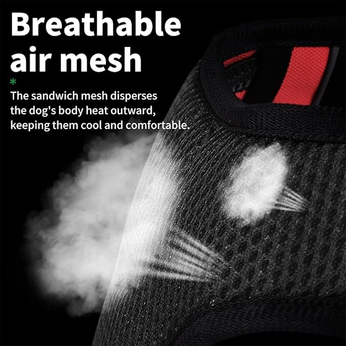 Dog Harness,Adjustable Soft Padded Dog Vest with 2 Leash Clips,No-Pull Pet Harness with 2 Snap Buckles,Reflective No-Choke Pet Oxford Vest for Small Medium Large Dogs (Red, L)