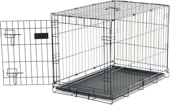 Carlson Pet Products Secure and Foldable Single Door Metal Dog Crate, Medium,Black