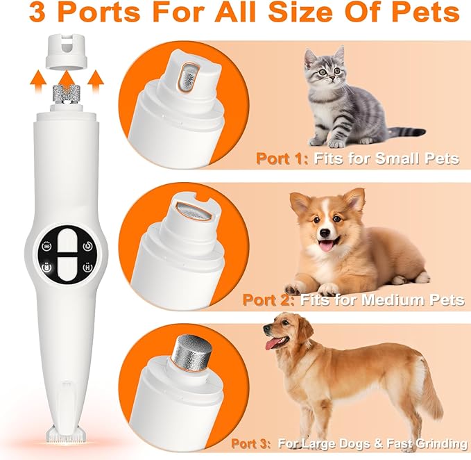 Dog Paw Trimmer with LED Light, Upgraded 2 in 1 Dog Grooming Kit, Cordless Pet Nail Trimmers Grinder with 3 Ports for Small Medium Large Dogs, Pet Micro Precision Electric Trimmer for Paws Eyes Ears