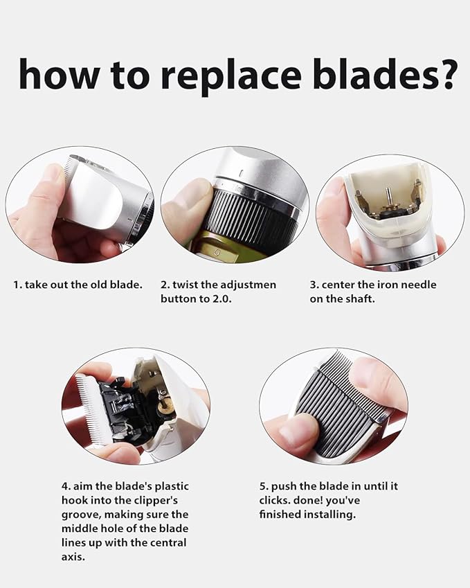 2 Pack Pet Grooming Replacement Blades for ONEISALL Dog Grooming Kit, Low Noise Pet Clipper Replacement Blades Compatible with ONEISALL Dog Clippers, Cleaning Brush, Black