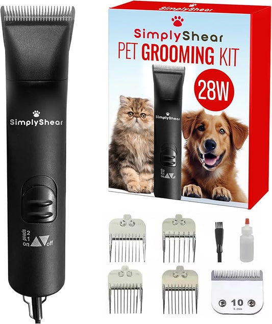 Premium Dog Clippers for Grooming, High-Performance 2-Speed Corded Shears for Thick Coats & Matted Hair, Quiet Dog Grooming Kit