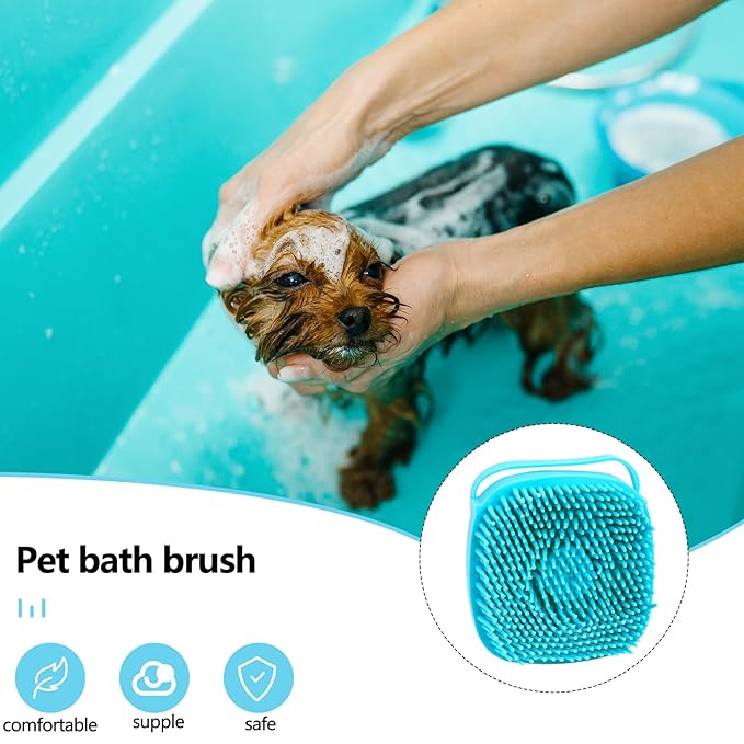 Dog Bath Set - Silicone Massage Brush, Shampoo Dispenser, and Scrubbers for Short & Long Hair Pet Grooming