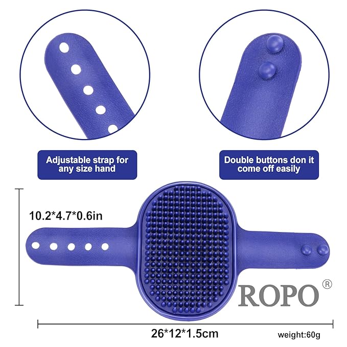 Pet grooming brush for dogs and cats, soft and durable handheld pet hair removal brush (Dark Blue + Orange)