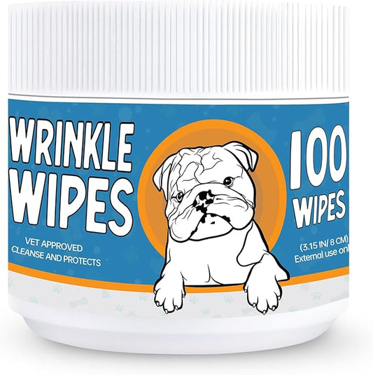 Bulldog Wrinkle Wipes for Dogs – Deodorizing & Soothing with Honeysuckle Extract – Non-Irritating, Cleans Wrinkles, Folds, Paws & Tail Pockets – for Bulldogs, Pugs & Frenchies (100 Count)
