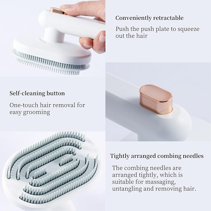 3PCS Cat Brush with Release Button,Dog Brush,Cat Brush Dog Brush for Shedding Grooming, Cat Brushes for Indoor Cats, Dog Grooming Brush Pet Brush for Semi-Short to Semi-Long Hair