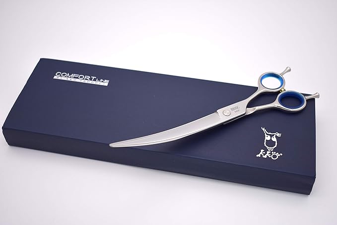 Professional Dog/Pet Grooming Shear Scissors 8.0" Stainless Steel 440C Japanese Process (8.0" Curved Blue Diamond)