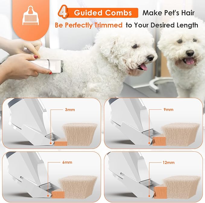 ENERTWIST Dog Clippers Grooming Kit,4 in 1 Low Noise Dog Paw Trimmer and Nail Grinder for Small Pets,Cordless Quiet Cat Grooming Kit for Pet Hair Around Ears, Eyes, Face, Paws