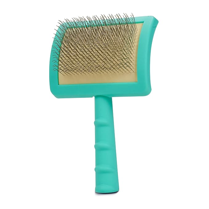 Jelly Pet Universal Slicker Brush for Dogs, Grooming Brush, Remove Tangles and Dead Undercoat, Tuffer Than Tangles, Doodle Huskie Sheep Dog Golden Retriever German Shepherd, Firm Pins, Teal, Large