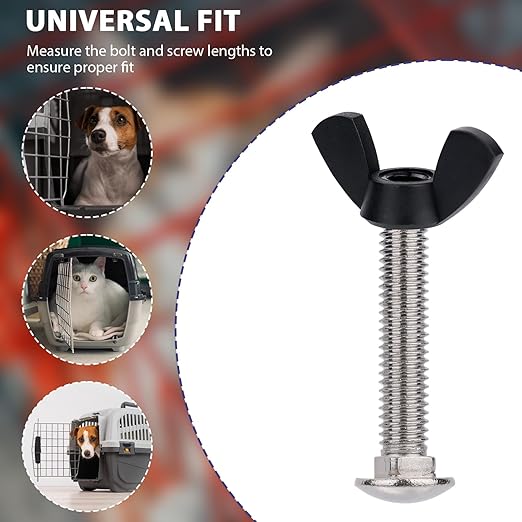 Pet Carrier Fasteners, 12pcs M6 Stainless Steel Replacement Bolts and 12pcs Plastic Butterfly Nuts for Repairing Pet Boxes Pet Carrier Replacement Parts Dog Kennel Hardware