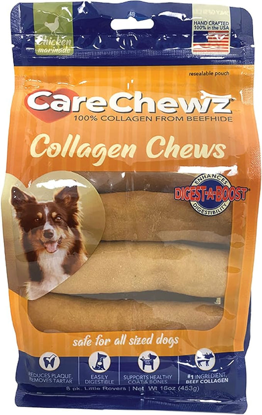 Pet Factory CareChewz Collagen 6" Little Rovers Dog Chew Treats - Chicken Flavor, 8 Count/1 Pack