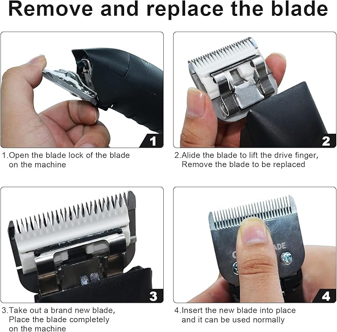 10# Detachable Pet Clipper Replacement Blades Compatible with Andis/Oster A5/Wahl KM10 Series Dog Clipper,Made of Ceramic Blade & Stainless Steel Blade,Size 10# Cut Length 1/16-Inch(2 Pack)