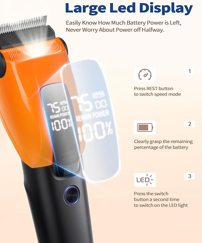 3 in 1 Dog Clippers for Heavy Thick Hair & Coats, Rechargeable Cordless Pet Shaver with Storage Box, Quiet Paw Trimmer for Small & Large Dogs, Cats & Animals