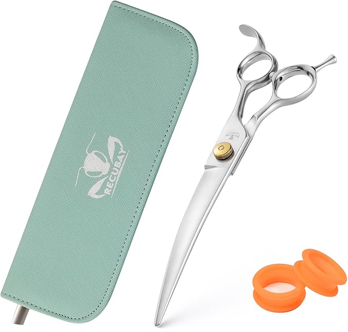 Gold Mantis Professional Dog Shears, 7.5" Curved Shear For All Breeds, Sharp and Smooth Scissoring Tools