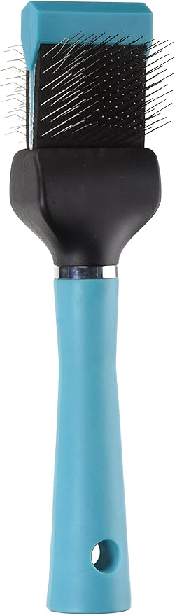 Master Grooming Tools Flexible Single Side Pet Slicker Brush with Hard Handle, Small, Teal