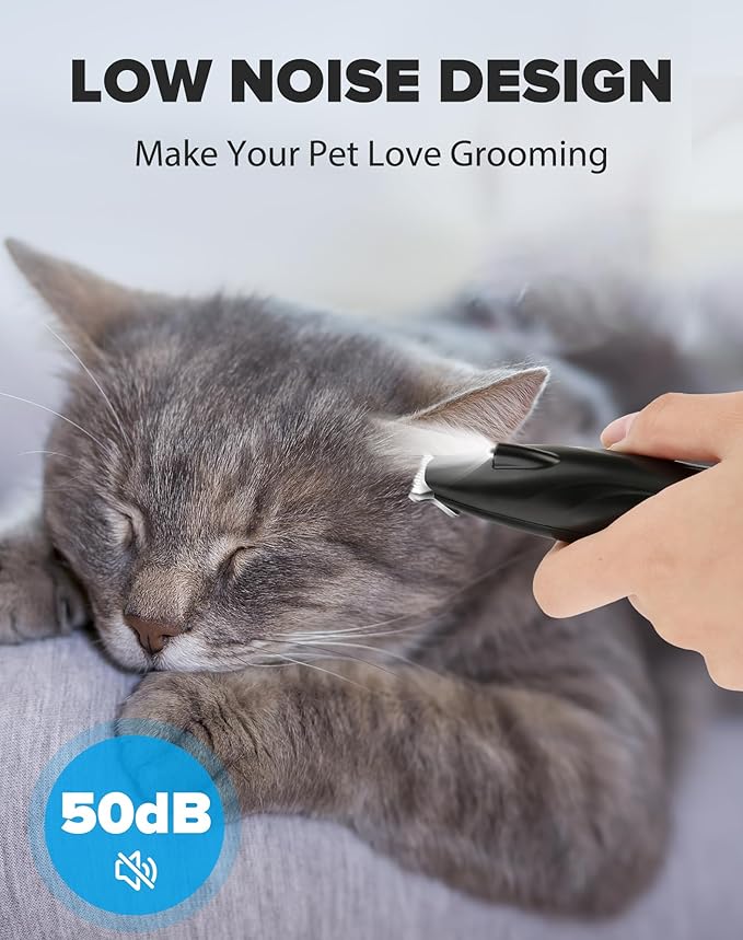 Dogs Paw Trimmer, 2 Speed Low Noise Dog Clippers for Grooming, Cordless Rechargeable Dog Hair Trimmer with LED Light, Widen Blade Cat Pet Hair Shaver for Paws, Eyes, Ears, Face, Rump (Black)