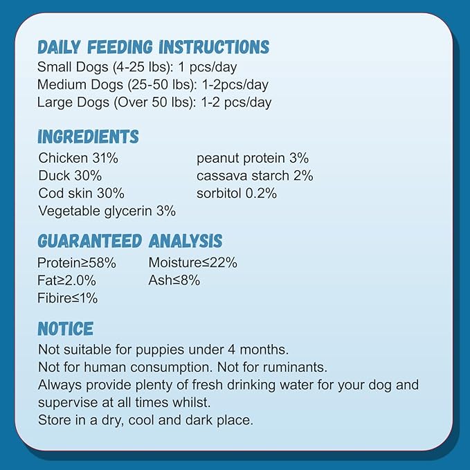 Dog Treats, Chicken Duck Wrapped Cod Skin Sticks Rawhide-Free Grain-Free Dog Chewy Treats for Dog Healthy Teeth and Coat Training Treats for Small Medium Large Dog 9-10 Counts