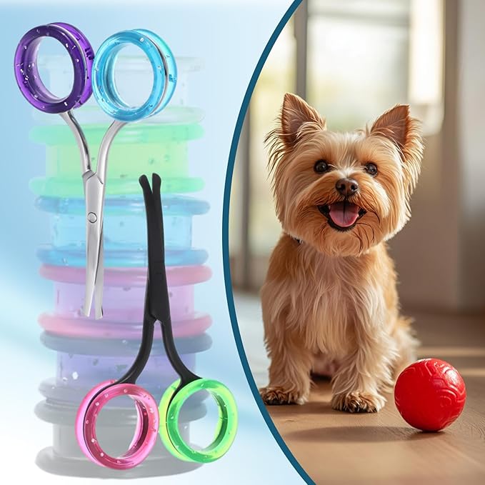 12Pcs Soft Silicone Scissors Finger Ring, Thumb Insert Protection Accessory for Animal Hair Shears, Professional Barbers