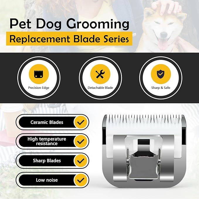 Black Detachable Steel Pet Dog Clipper Blades, Size-5FC, Compatible with Andis Cut Length 1/4"(6.3mm),22th Ceramic Moving Blade