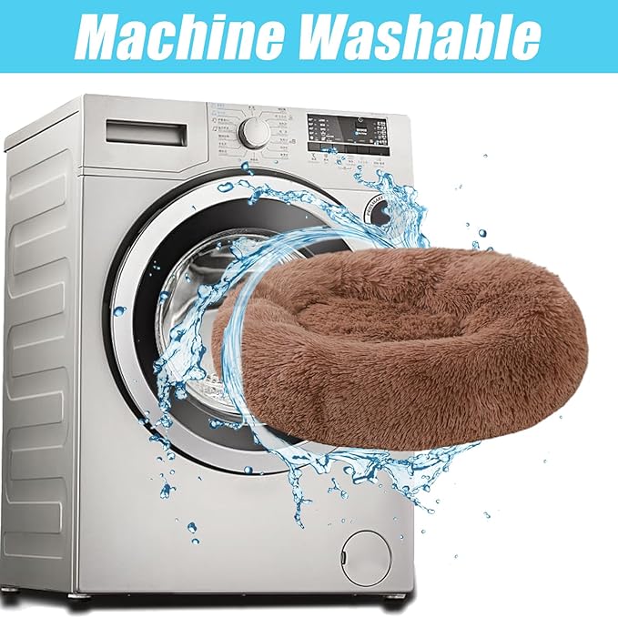 HYQ Small Dog Bed, Cat Beds for Indoor Cats, Pet Beds for Small Dogs, Fluffy Faux Fur Plush Small Dog Bed, Washable Puppy Bed with Anti-Slip Bottom, Dog Bed Small Size Dog (Khaki, 20 Inch)