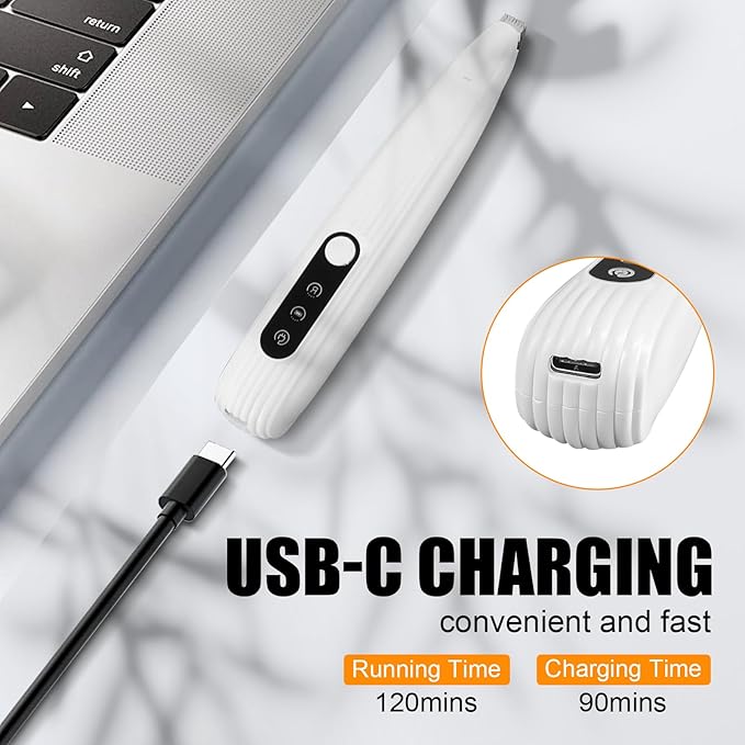 Upgraded Pet Micro Precision Trimmer, New Rechargeable Low Noise Wireless Dog Paw Trimmer, Trimmer with LED Light for Paw Hair, Ears, Face, HIPS & Eyes Grooming Instruments for Cats & Dogs