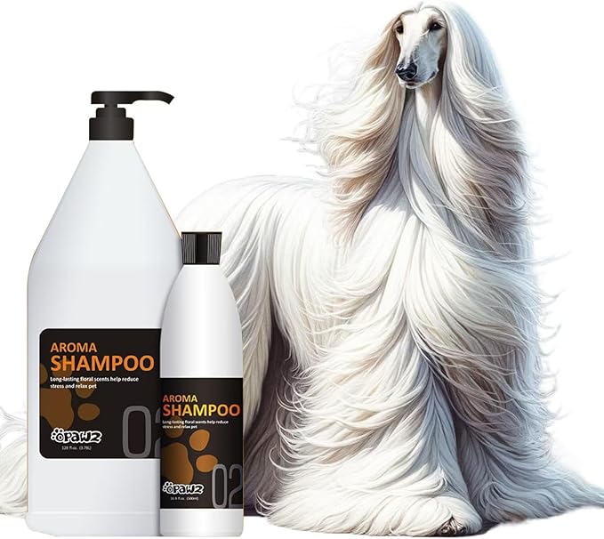 OPAWZ 02 LuxSilk Dog Shampoo, 2- in-1 Dog Shampoo and Conditioner, Reduces Shedding, Dematting, Deshedding, Removes Undercoat, for Long Haired, Silky Coat Dogs and Cats, 16.9 fl.oz/ 500ml