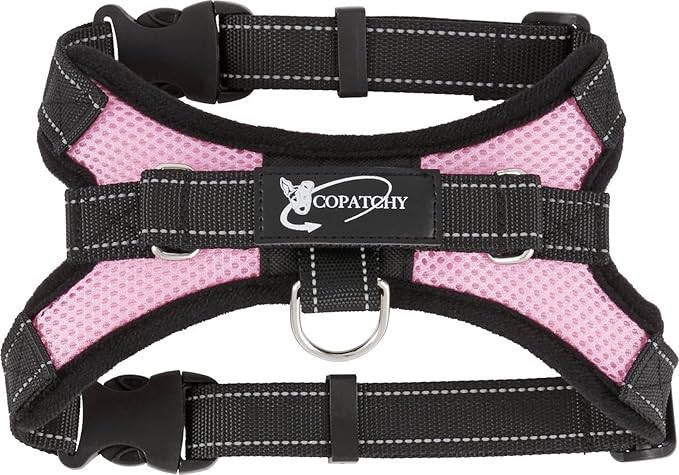 No Pull Reflective Adjustable Dog Harness With Handle- Comfortable Soft All Weather Mesh, Easy On Puppy Harness For Small Medium and Large Dogs (Pink) Medium