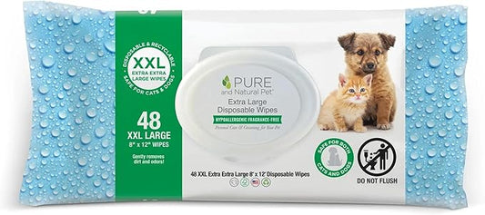 Pure and Natural Pet Extra Large Disposable Wipes - Unscented
