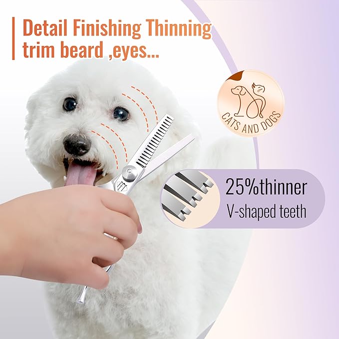 Dog Grooming Scissors: 4.75" Pet Thinning Shears Made Of Advanced Stainless Steel Alloy for Trimming Dogs Cats and Other Pets Face and Paws