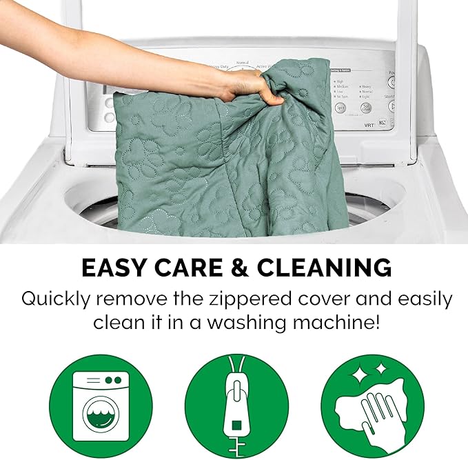 Furhaven Orthopedic Dog Bed for Large Dogs w/ Removable Bolsters & Washable Cover, For Dogs Up to 95 lbs - Pinsonic Quilted Paw L Shaped Chaise - Iceberg Green, Jumbo/XL