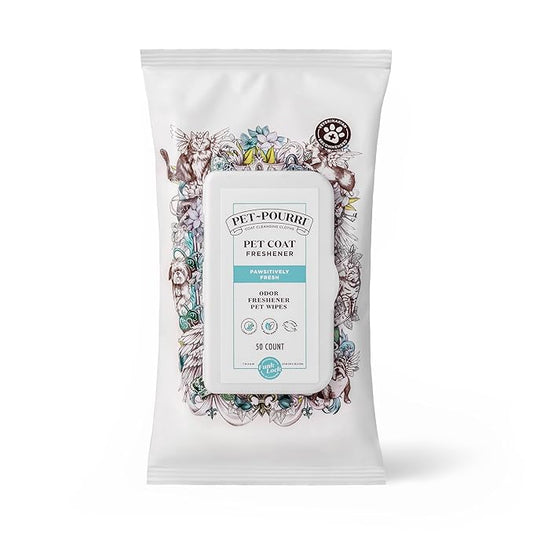 Pet-Pourri Pawsitively Fresh Deodorizing Pet Wipes – Quick Cleaning Wipes for Dogs & Cats – Plant Based Ingredients – Vet Recommended – Cleaner Odor Remover Wipes for Paw, Fur & Skin Soothing