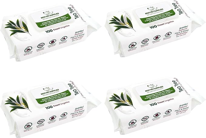 Best Pet Supplies Pet Wipes for Dogs - Dog Wipes Cleaning Deodorizing, for Coats, Ears, Paws - Cleansing, Tea Tree, 400 Count