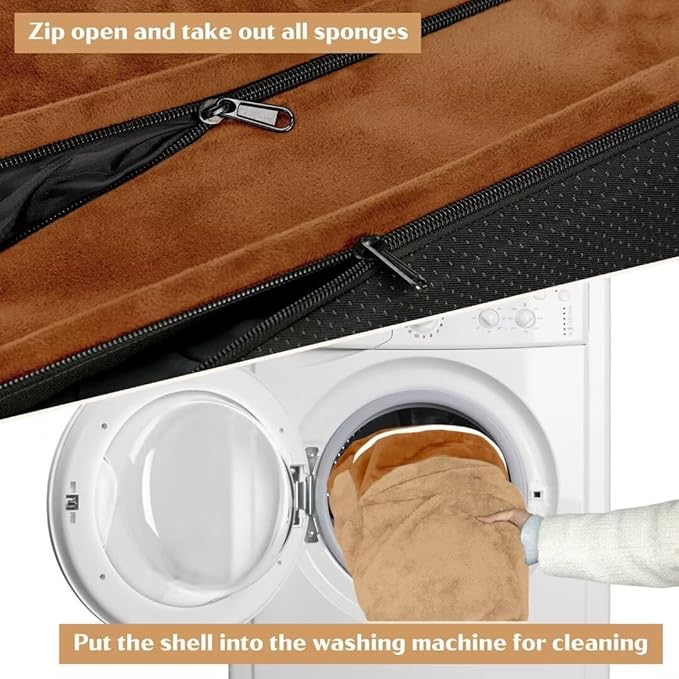 Orthopedic Dog Bed for Extra Large Dogs, PV Washable Dog Sofa Bed Jumbo, Waterproof Dog Bed with Removable Cover & Non-Slip Bottom(Jumbo,Caramel)