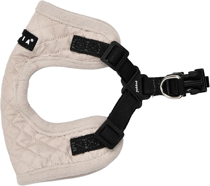 Puppia Irvin Comfort Dog Harness Step-in Warm Winter Diamond Pattern Adjustable Neck and Chest for Small and Medium Dog, Cream, Medium