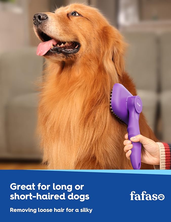 Pet Grooming Brush - Versatile for Bathing, Grooming, and Massaging Short and Long Hair Dogs, Cats, Rabbits (Purple)