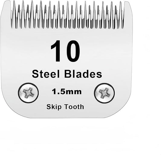 10 Skip Tooth Blades,Detachable Pet Dog Grooming Steel Blade,Compatible with andis/Oster A5/Wahl KM10 Series Clippers,Cut Length 1/8-Inch (3.2mm)