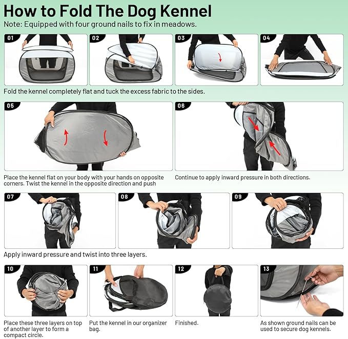 Travel Dog Crate Portable Dog Kennel for Small Dogs Pop Up Soft Dog Enclosure Indoor Outdoor for Medium Dogs Pets Foldable Crate(Green and Yellow-Medium)